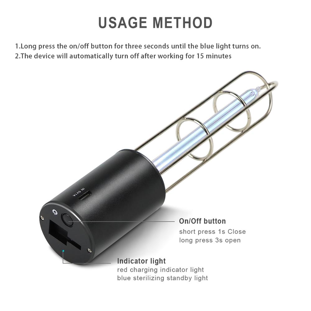 UVC O3 lumière Rechargeable Portable UV lampe germicide stérilisation cuisine chambre UV stérilisateur UV-C lampe bactéricide