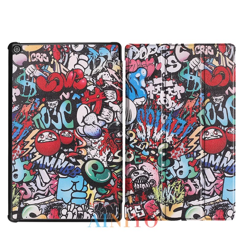 Pokrowiec na Amazon New Fire HD10 2019 pokrowiec na Tablet Funda na ogień HD 10 2017 pokrowiec Slim magnetyczny składany statyw Shell + film długopis stylus: TY-MBZ