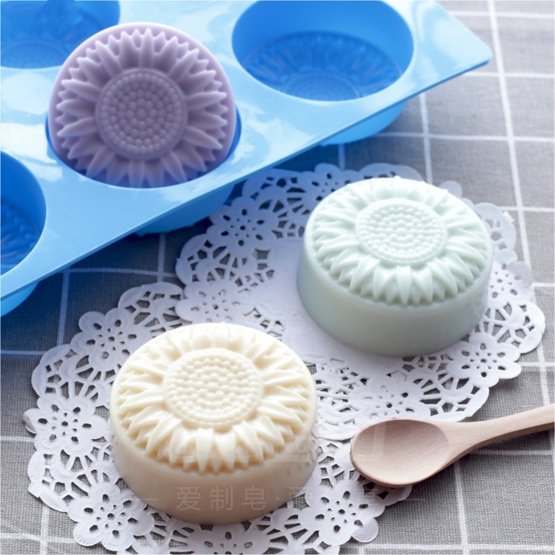 6 Gaten Zeep Maken Levert Daisy Bloem Diy Handgemaakte Zeep Siliconen Mal Zeep Stome Mold Fondant Gereedschap Cake Decors Kaars mold