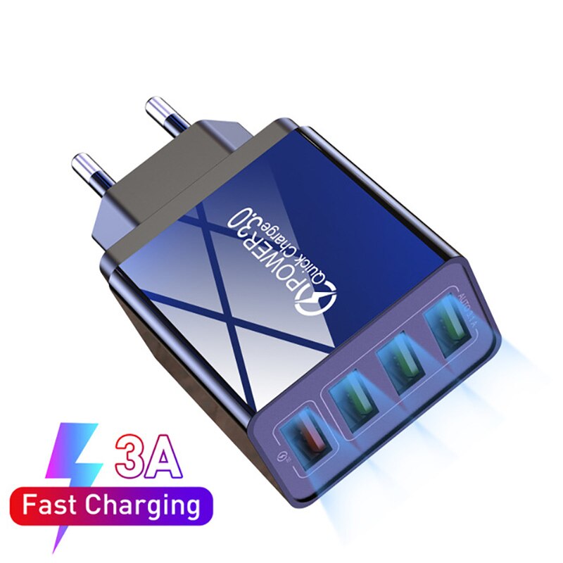 Jusfyu 4 usb-ladegerät für 3a mobiltelefone und tablets, kompakt, tragbar, us-/europäischer standard, weiß/schwarz