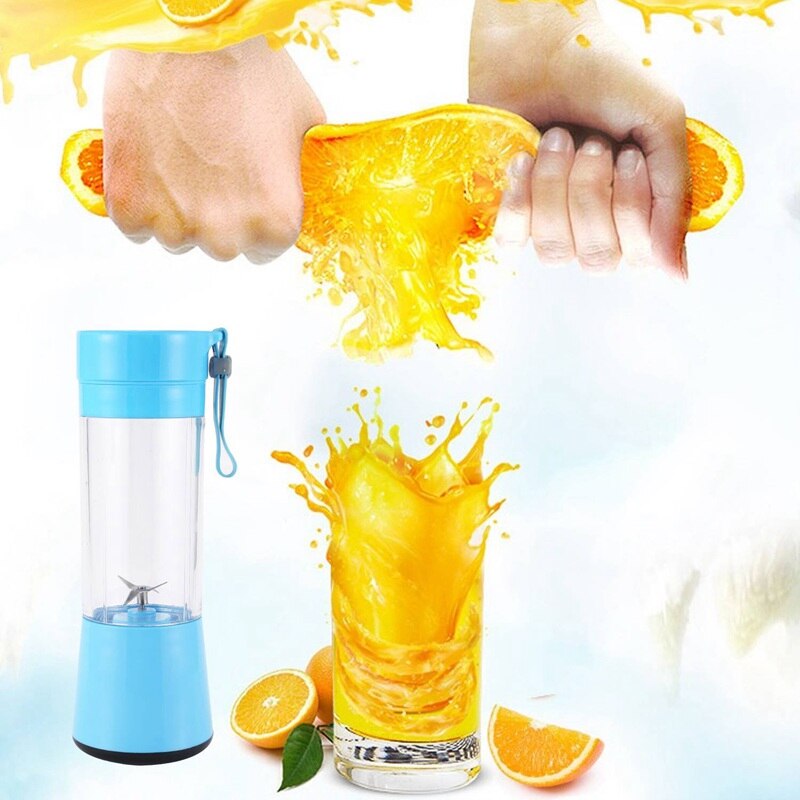 USB Rechargeable, Small Blender Single Serve, Personal Size Blender Handheld Sized Travel Blender Juicer Cup 380Ml Blue