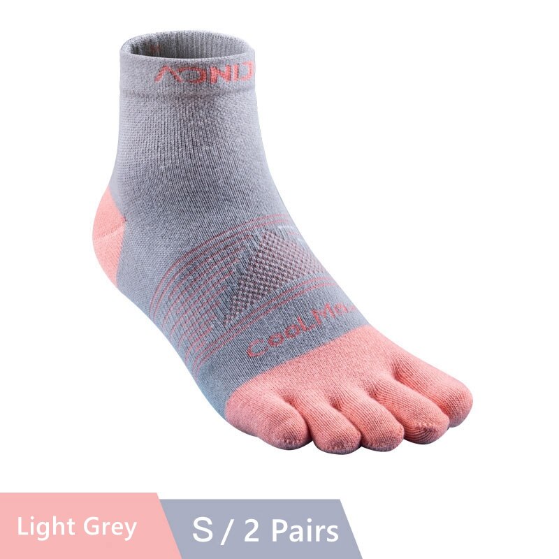 AONIJIE 2 Pairs Außen Socken Schnell Trocknend Fünf Kappe Socken Tragbare Toesocks Für Camping Wandern Trail Running Jogging E4810 E4806: Light Grey S Size