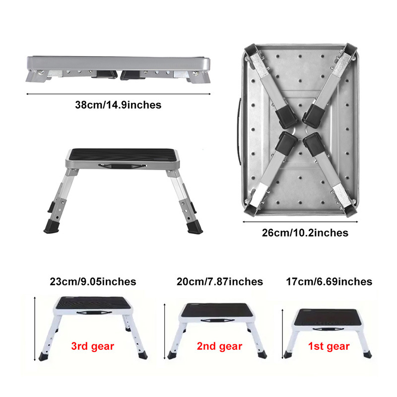 Escabeau pliant réglable à 3 vitesses pour adultes et personnes âgées, escabeau en métal plus sûr, escabeau robuste et stable