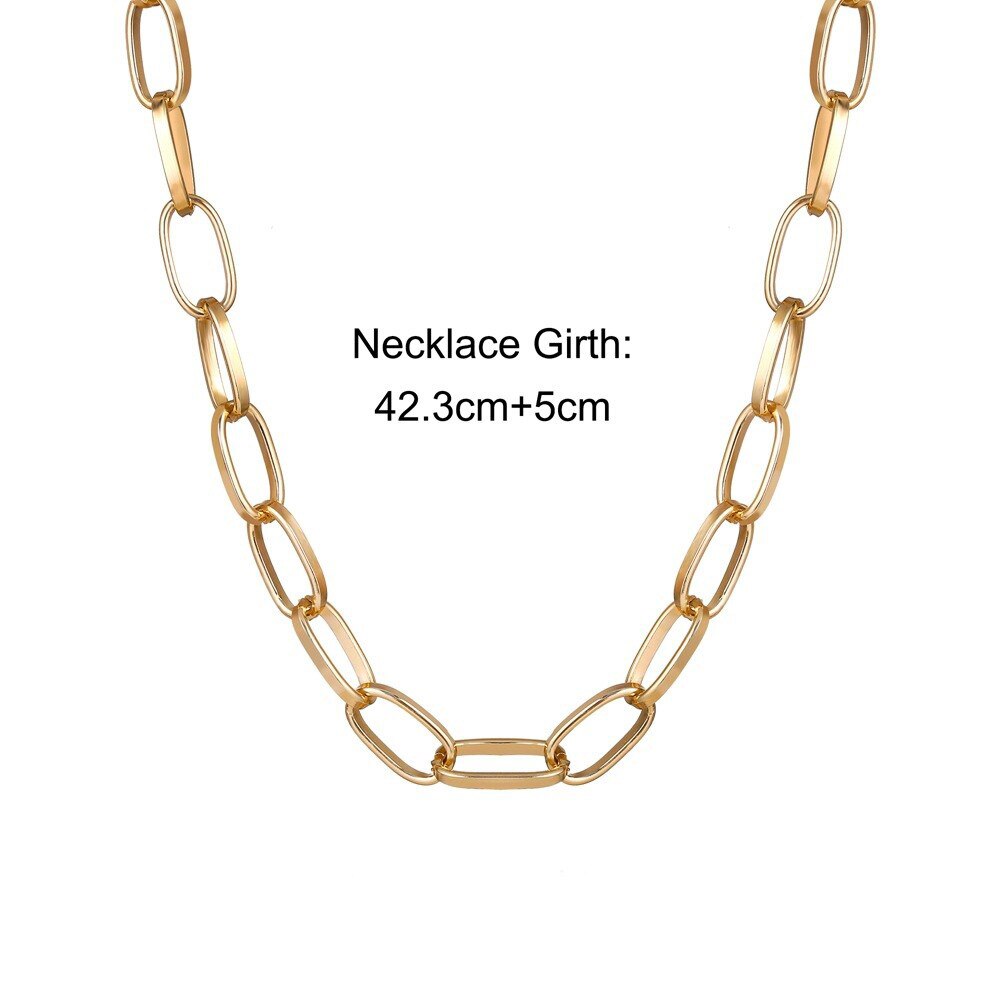 Classic punk link chain necklaces for women and girls, trendy modern cubana chained necklace jewelry