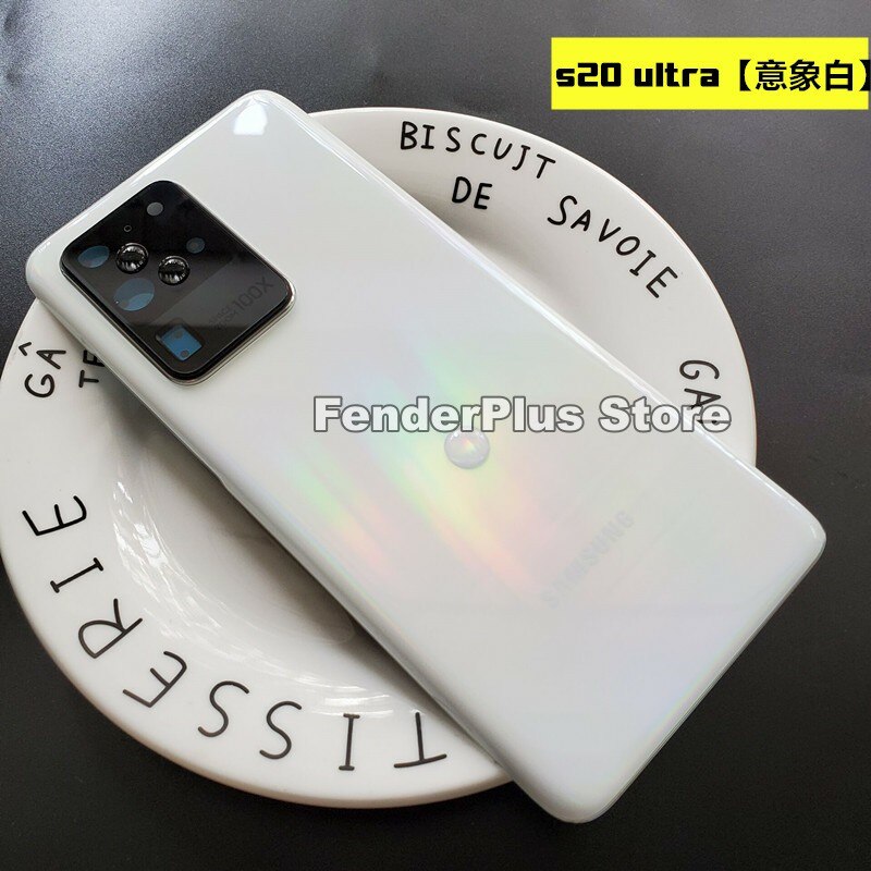 Galaxy S20/S20 Plus/S20 Ultra Batterij Back Cover Deur Achter Glas Behuizing Case Camera Lens Frame Voor samsung S20 + S20 Glas Cover: S20 Ultra White