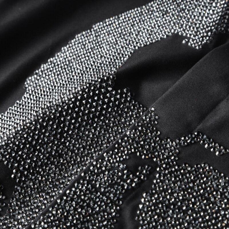 Enfärgade herrskjortor lyxiga kristalldiamantskalle långärmade herrskjortor slim fit fritidsskjortor plus storlek 4xl