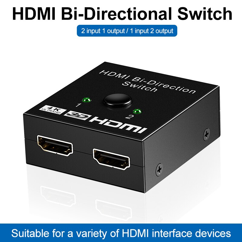 Hdmi 2 Ingang 1 Uitgang Switcher, Bi-Directionele Hdmi Switcher Ondersteuning 4K Resolutie