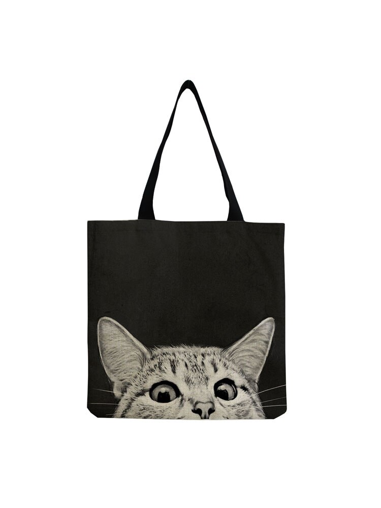 Opvouwbare Boodschappentassen Voor Boodschappen Leuke Zwarte Kat Print Tote Tas Voor Vrouwen Persoonlijkheid School Reizen Schouder Strand Tassen: hm1300 Cat Bag