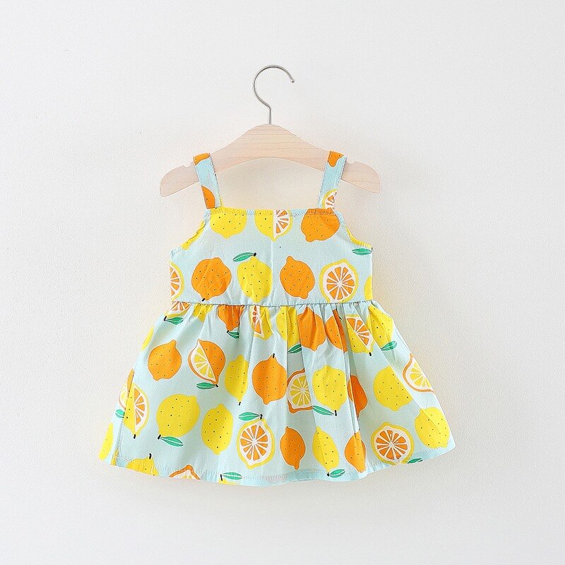 Baby Girl Dress Bow Lemon Print Infant Toddler Outfit Sleeveless Princess Dress Summer Baby Girl Clothes Girls Vestidos 0-24M