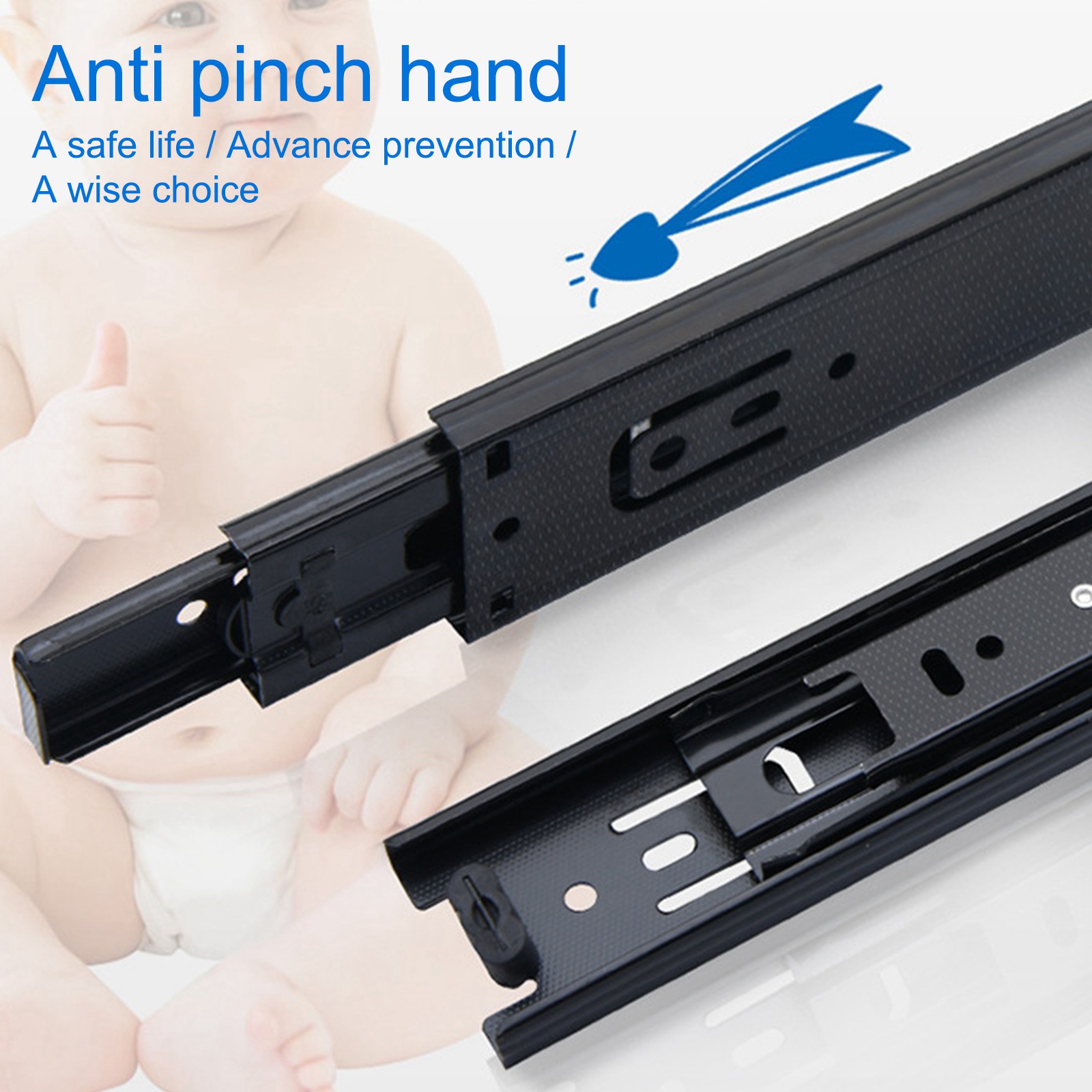 Drawer Slide Thickened Drawer Track Three-section Slide Keyboard Cabinet Cupboard Drawer Runners Furniture Hardware