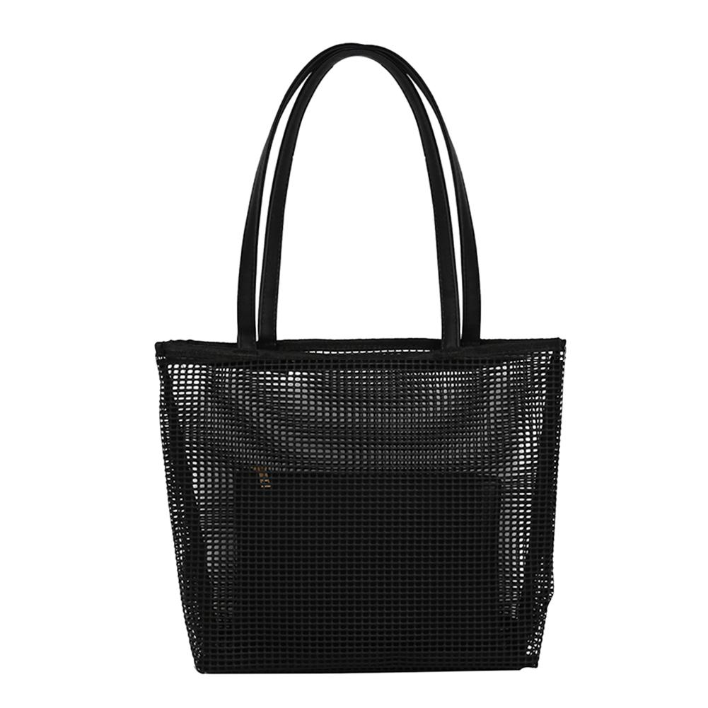 Pvc Handtassen Voor Vrouwen Mode Tote Strand Tassen Herbruikbare Boodschappentassen Casual Winkelwagen Grote Capaciteit Tassen: Black