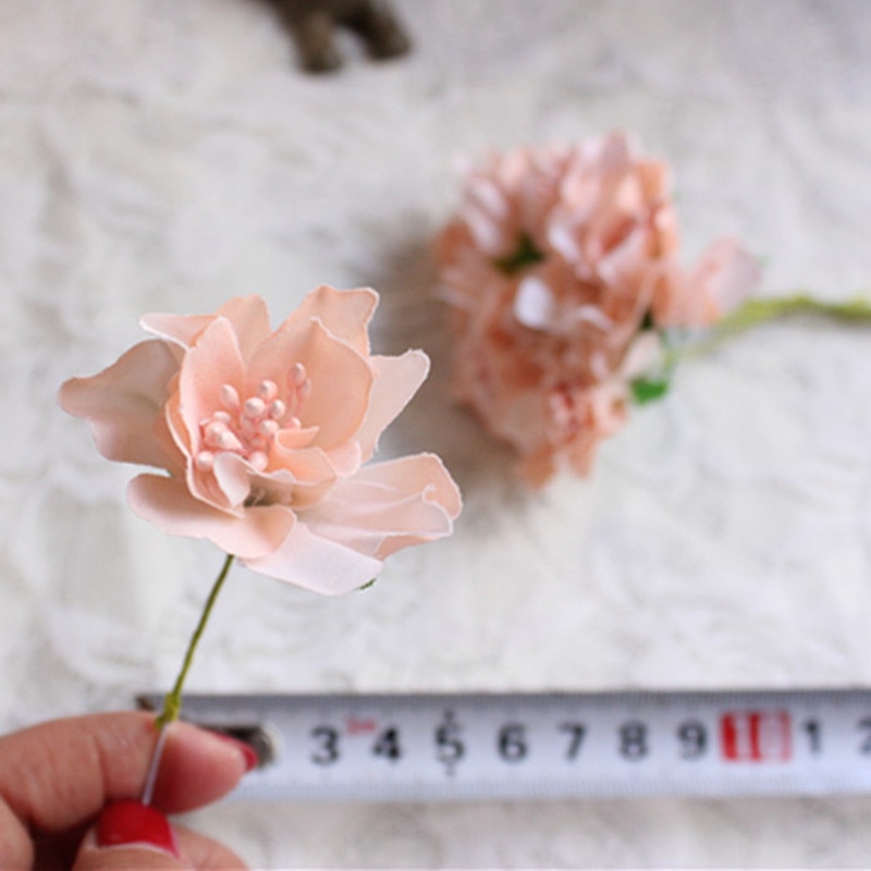Mini Bouquet artificiel en soie rose 6 pièces/lot | Fleurs en papier pour décoration de mariage, fleurs pour Scrapbooking, boule de fleurs bricolage bon marché