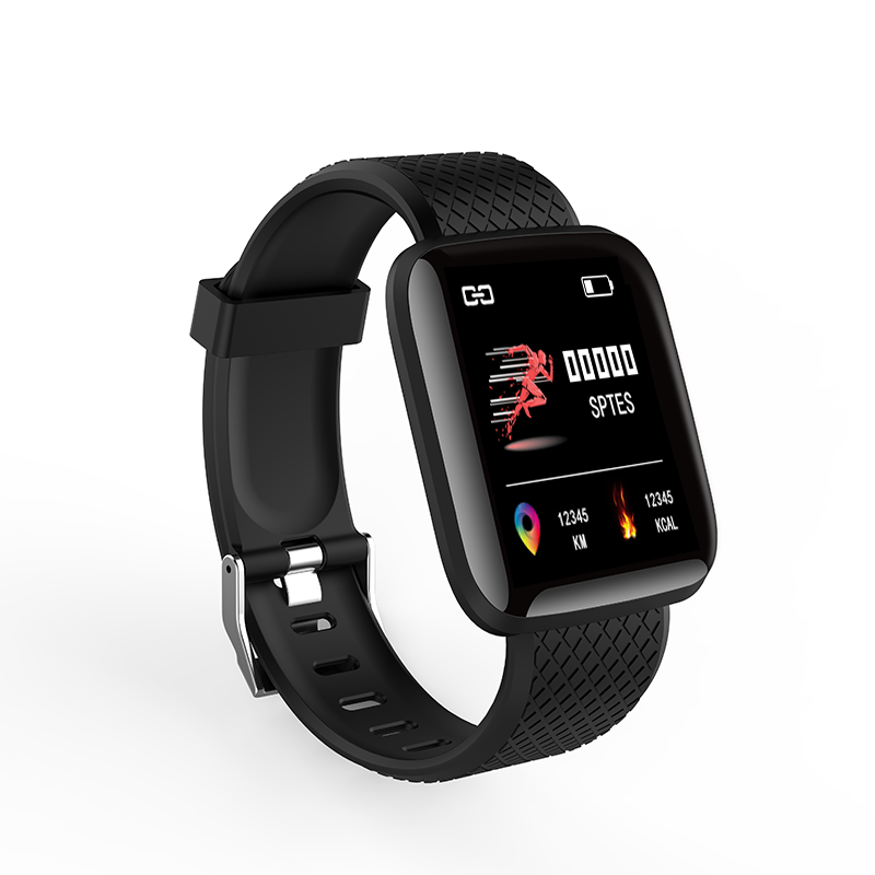 116 pluss smart armbånd Fitness sporer skritteller Fitness armbånd blodtrykksmåling hjertefrekvensmåler smartbånd: Svart