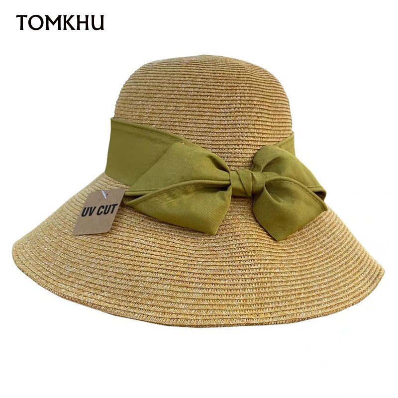 Zomer Strohoed Vrouwen Grote Wide Brim Strik Strand Zon Hoeden Opvouwbare Zonnebrandcrème Anti-Uv Panama Hoed Chapeu Feminino