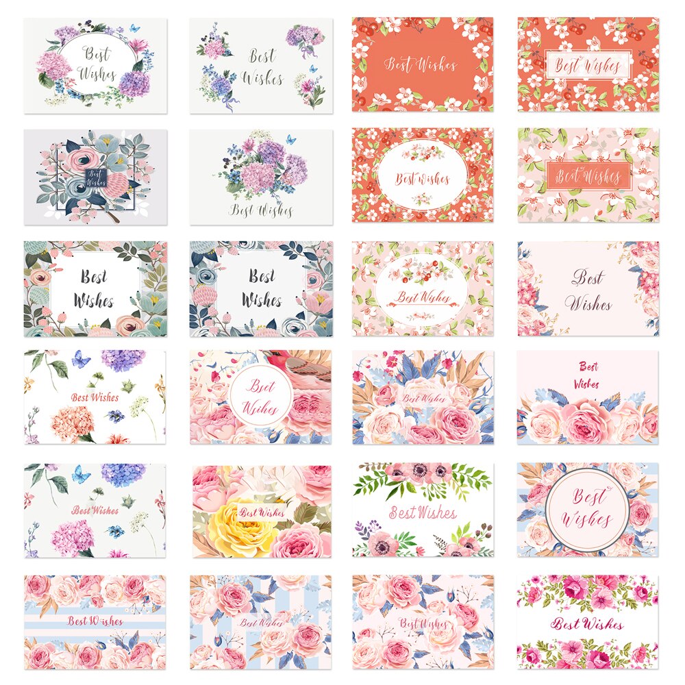 24 pcs/lot Best Wishes Mix Designs thank you for you best wishes Folding card message card DIY decoration