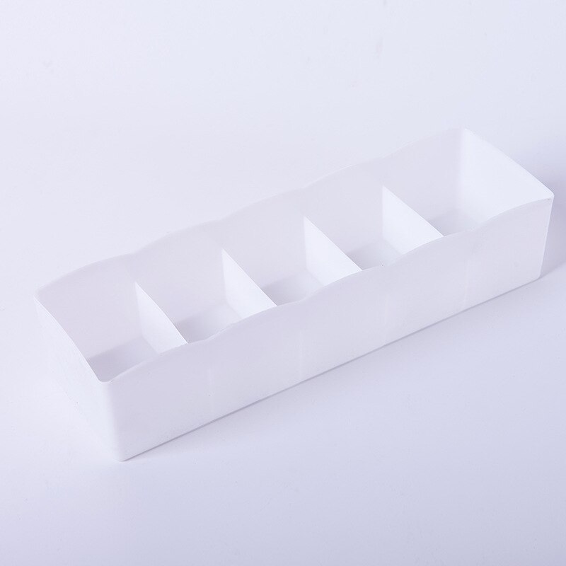 5 Compartment Multi-Purpose Underwear Bra Tie Drawer Storage Box Clothes Organizer Socks Case for Ties Bedroom: White