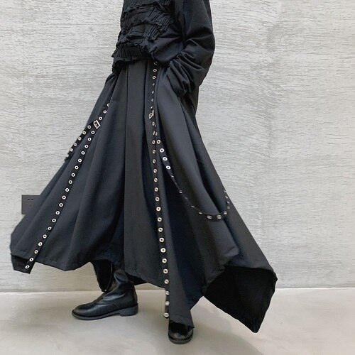 Männer Dunkle Band Schwarz Breite Bein Hosen Männlichen Frauen Japan Streetwear Punk gotisch Harem Hosen Kimono Felsen Hosen: Ursprünglich Titel