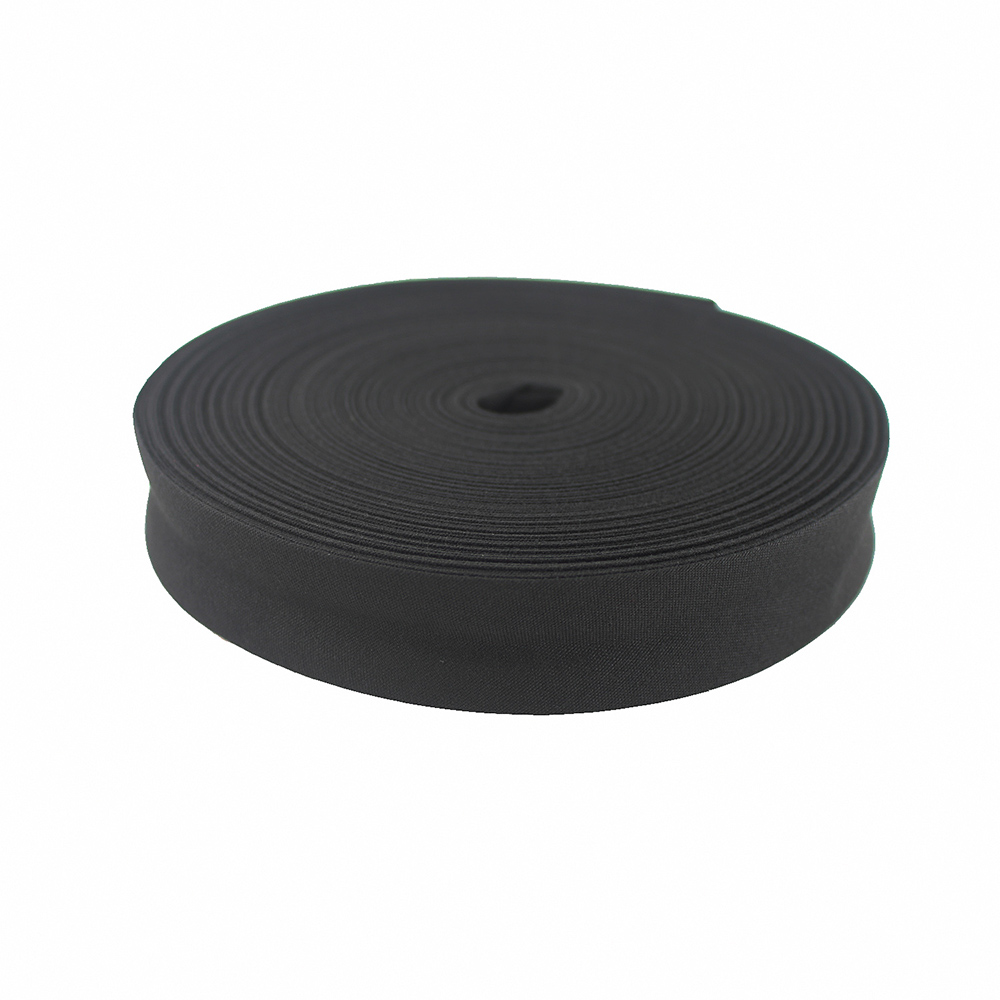 Polyester / Cotton 1" 20mm T/C Bias Binding Tape For Sewing Trimming Single Fold Ribbon Solid Color DIY 25yards/Roll: black