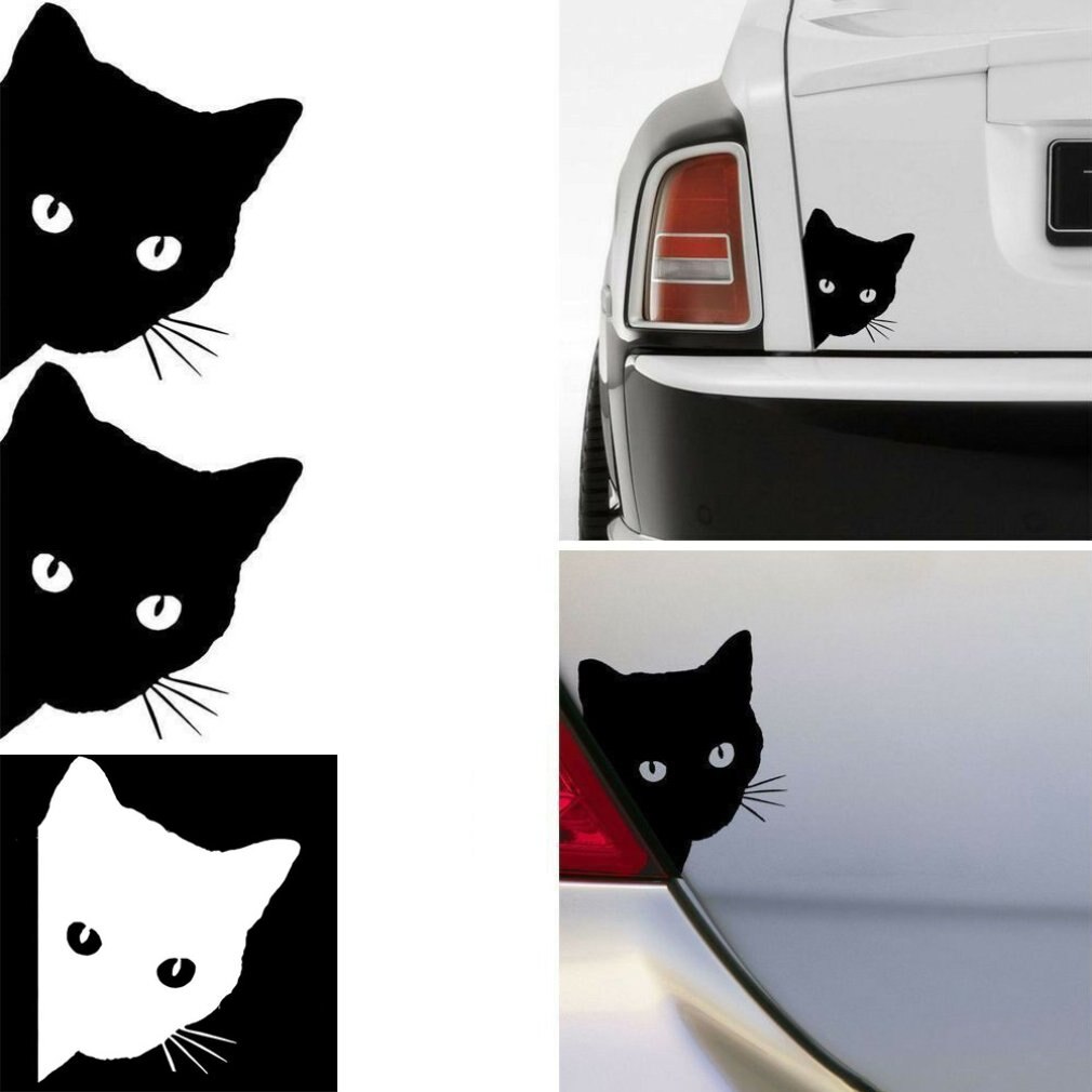 Creatieve Reflecterende Sticker Zwarte Kat Gezicht Gluren Auto Reflectante Stickers Automotive Raamdecoratie Reflecterende Sticker