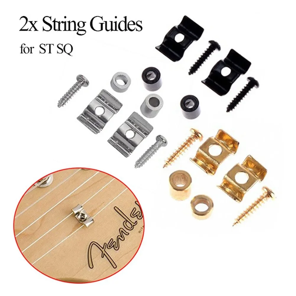 1 Paar Saitenhalter für elektrische Gold/Schwarz/Chrom, Gitarrensaitenhalter mit Schrauben, E-Gitarre, Saitenschnalle, Instrument