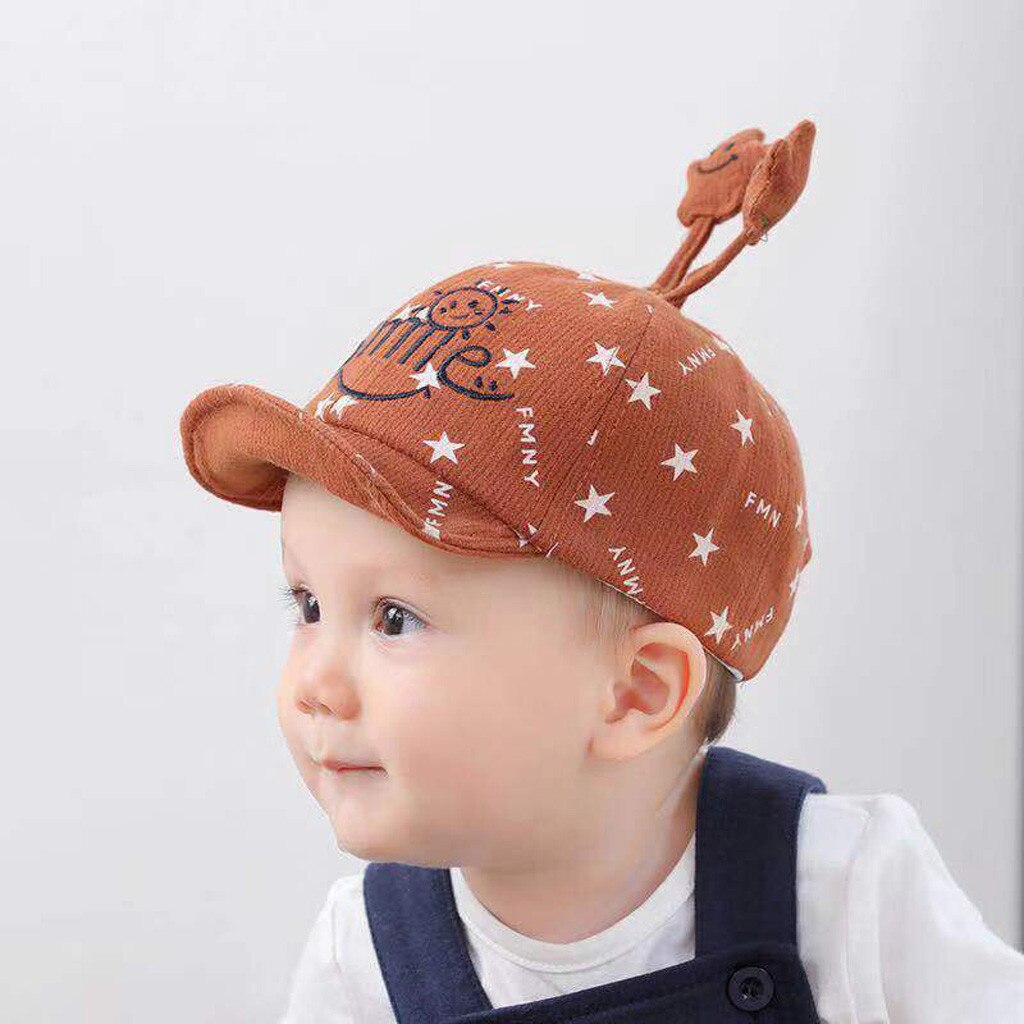 Infant Baby Hats Cartoon Beer Baseball Caps For Baby Boys Girls Spring Autumn Smile Letter Print Hats