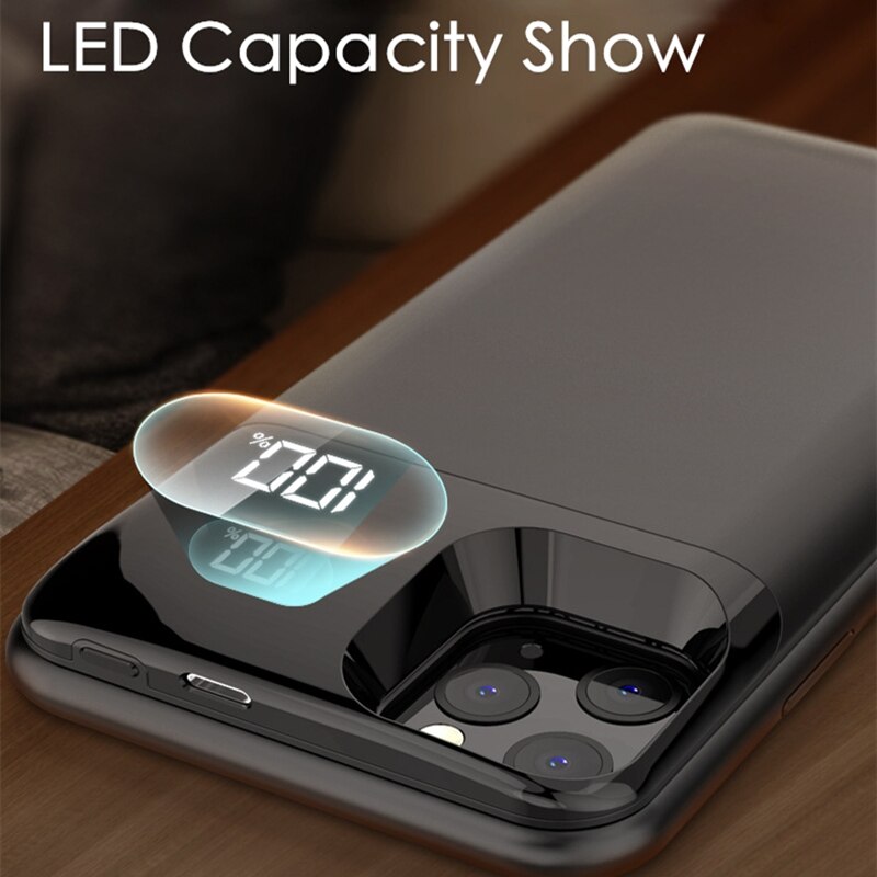 for iPhone 11 11 Pro Battery Charger Case 2 in 1 LED Display Thin Magnetic Wireless Powerbank for iPhone 11 Pro Max Battery Case