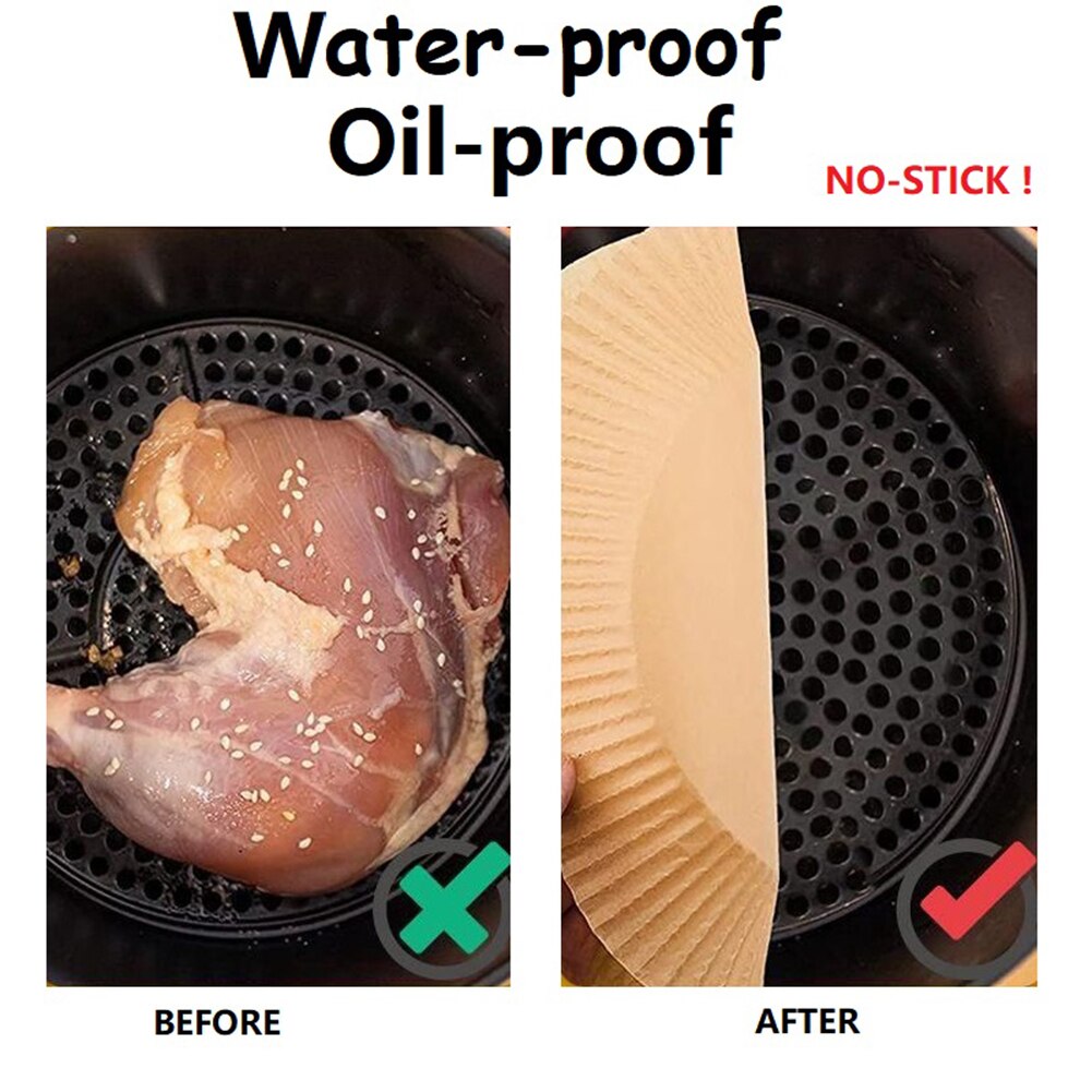 100pcs Fryer Paper Tray Air Fryer Special Paper Food Grade Pad Oil Paper Round Fryer Paper Tray Microwave Oven Steamer