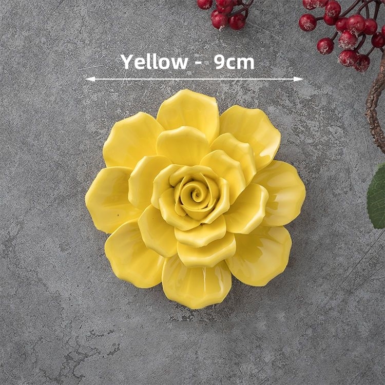 Decoraciones de pared de flores de cerámica creativas, obra de arte de porcelana hecha a mano, artesanía para el hogar, accesorios de decoración, artes decorativas: Azul