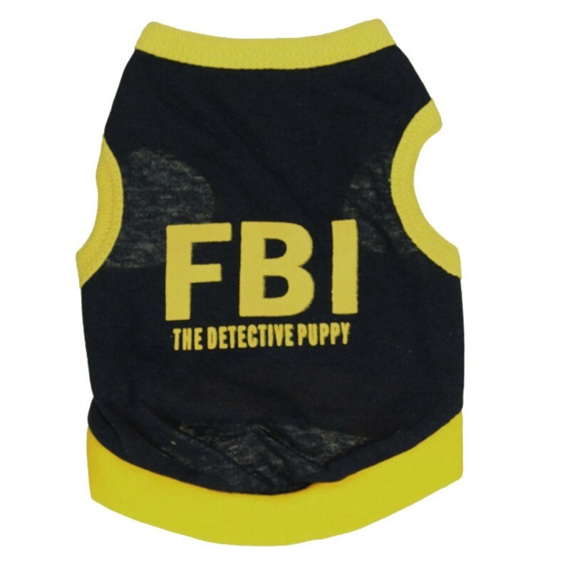 100% Cotton FBI Costume Yorkshire Terrier Clothes T Shirt For Dogs Small Dog Clothes Summer Ropa Para Pug Koszulka Dla Psa: B / M