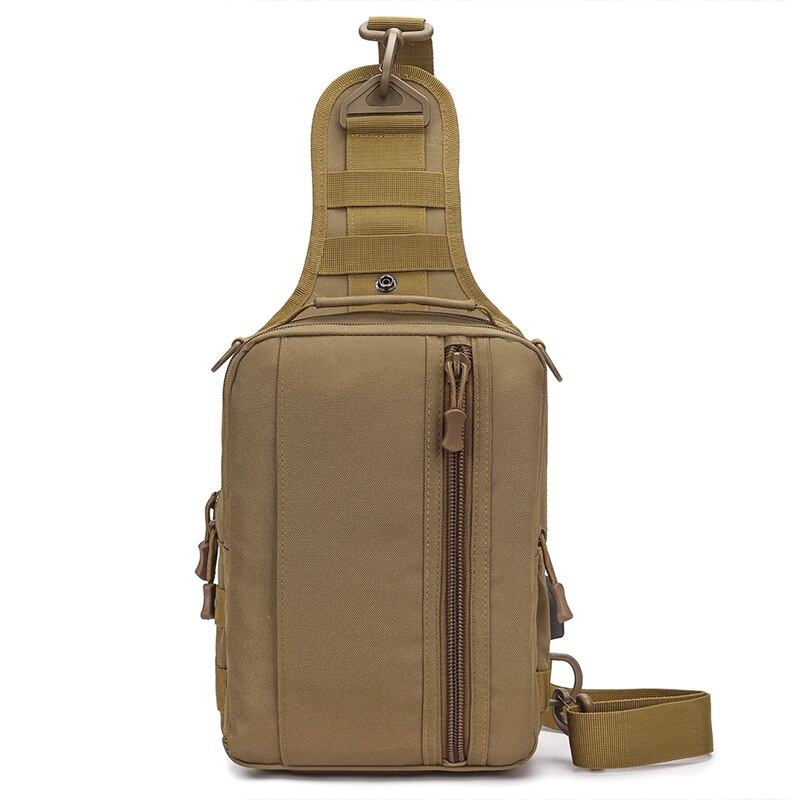 Mannen Messenger Bag Schouder Oxford Doek Borst Tassen Crossbody Casual Messenger Bags Man Usb Opladen Multifunctionele Handtas: Tan