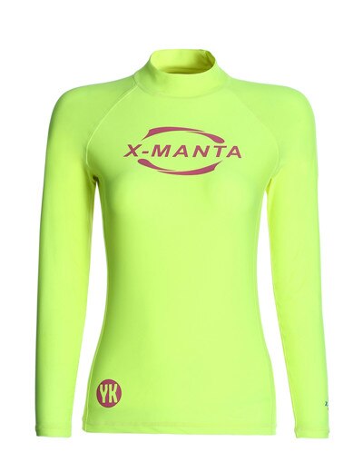 Långärmad polyester & spandex dam utslagsskydd badkläder dam slim solskydd badkläder rashguard strand dykning surf shirt: M
