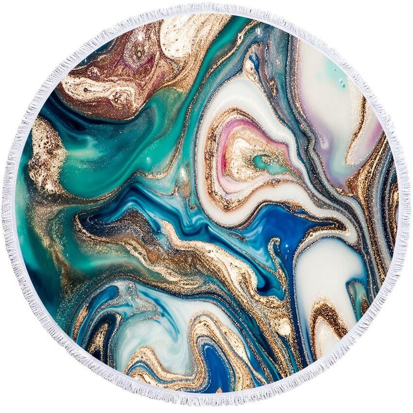 Gobelin marmor stort rundt badehåndklæde farverigt kviksand mønster mikrofiber bruser badehåndklæde rejse tæppe svømning dække: -en