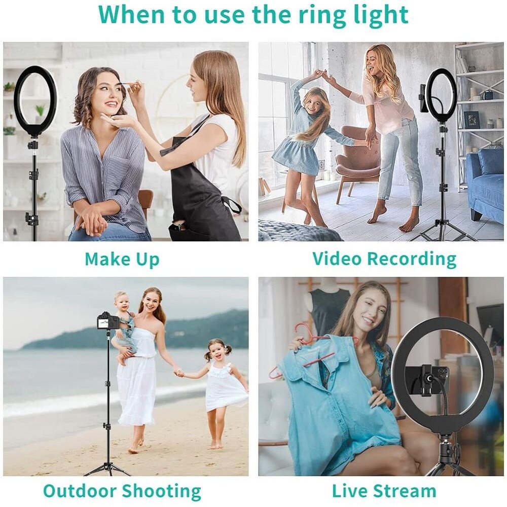 26cm LED Selfie Ring Light Circle Fill Light Photography RingLight Dimmable Lamp Trepied Desktop Phone Mini Stand Holder Tripod