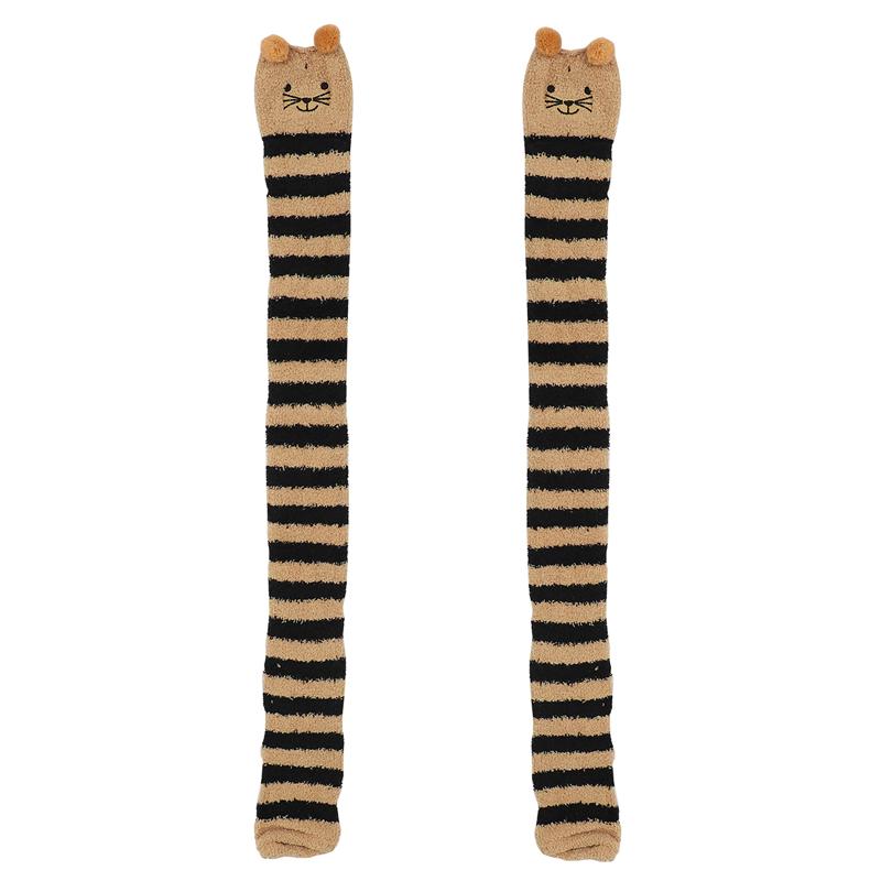 1 par kvinder fuzzy sokker vinter koral fleece sokker knæhøje strømper: Assorteret farve 5