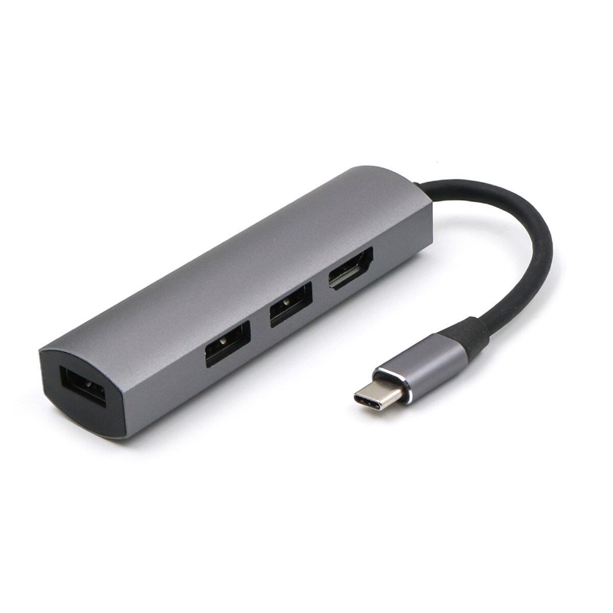 USB C Hub - Type-C to HDMI Adapter Dock - Multi USB 3.0 Ports - 4K Resolution Support - Aluminum Alloy: Grey