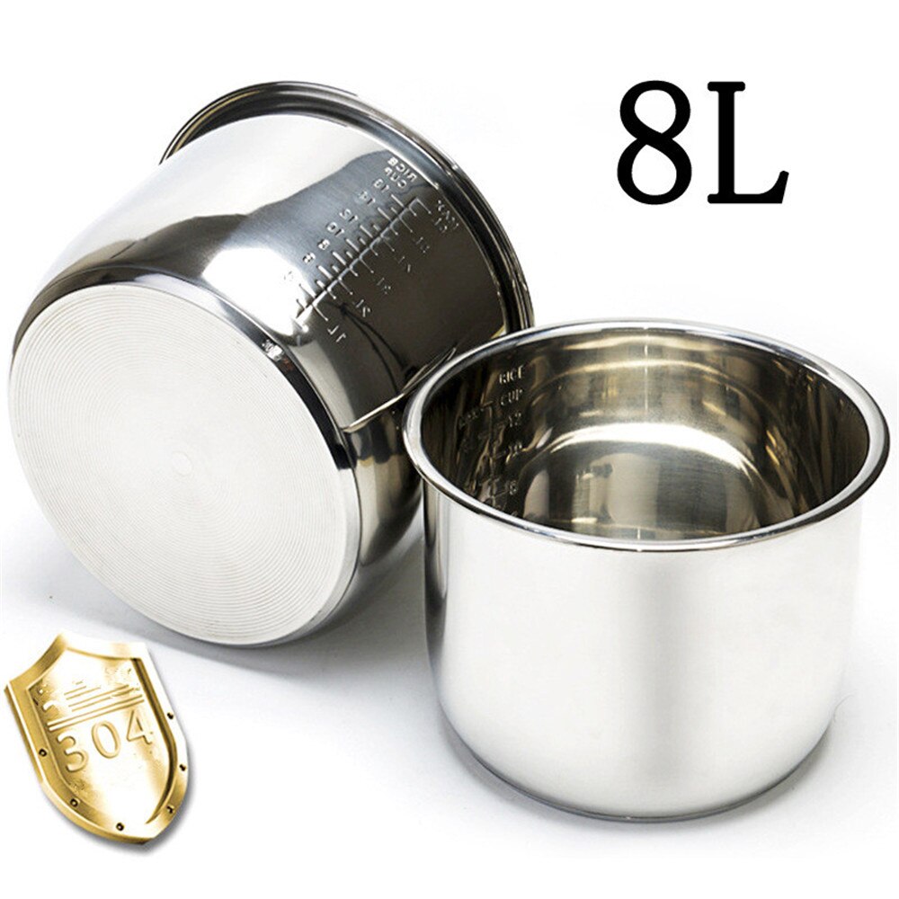 8L Liner Rijstkoker Liner 304 Roestvrijstalen Voering Rijstkoker Liner Snelkookpan Dubbele Bodem Liner Thicken Inner Pot: Default Title