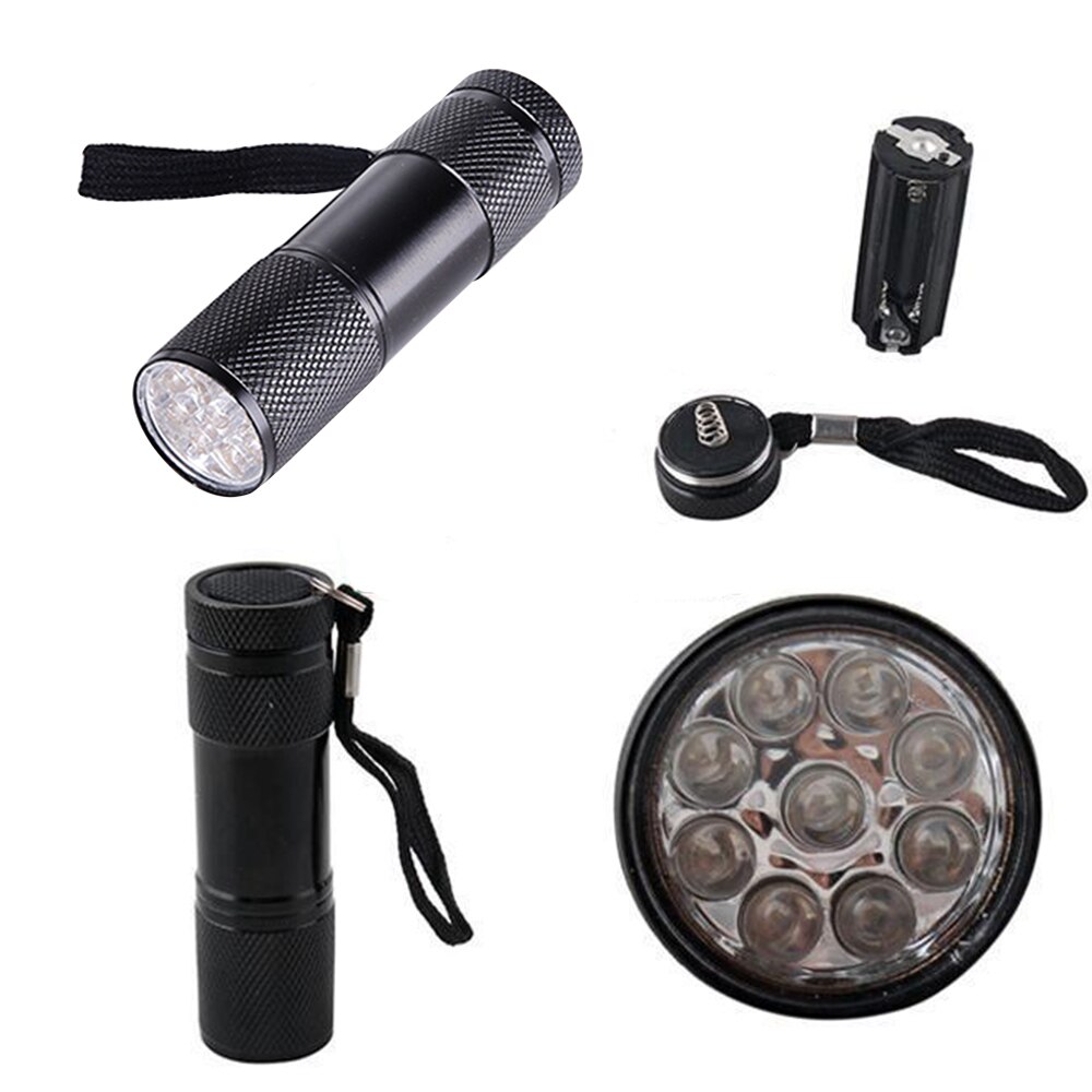 Uv-lamppu 9 led uv-taskulamppu ultravioletti valo ultravioletti taskulamppu ultravioletti näkymätön muste taskulamppu 3 aaa taikina
