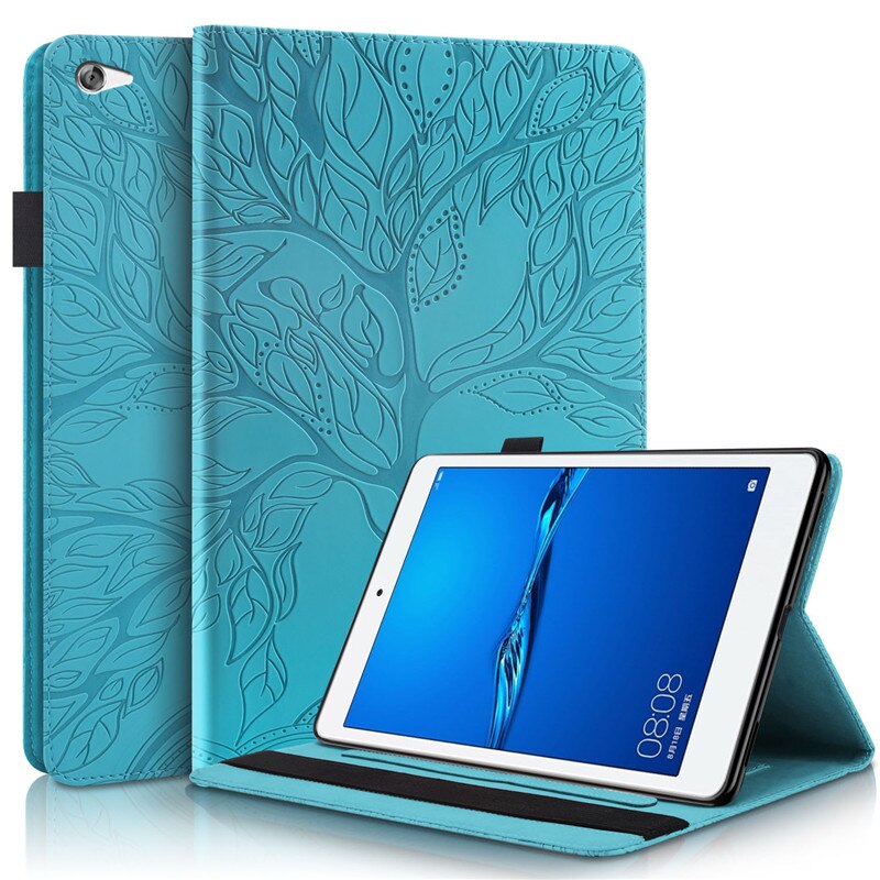 Tablett deksel til huawei mediapad  m5 lite 10 etui preget tre snu lommebok deksel til funda huawei mediapad  m5 lite deksel 10 1 tommer: Blå