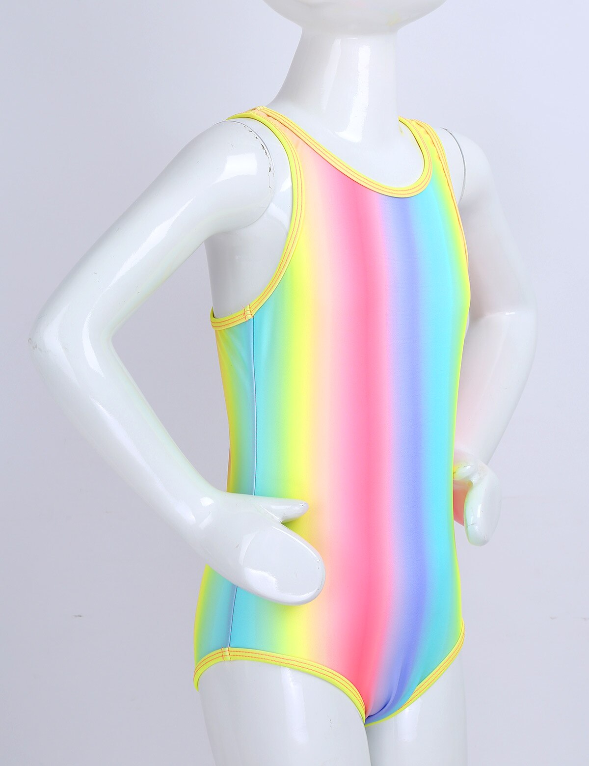 8-16 Years Teenager Girl Swimsuit Kids One Piece Rainbow Color Children Swimwear Bandage Toddler Girls Bathing Suit Beach Wear