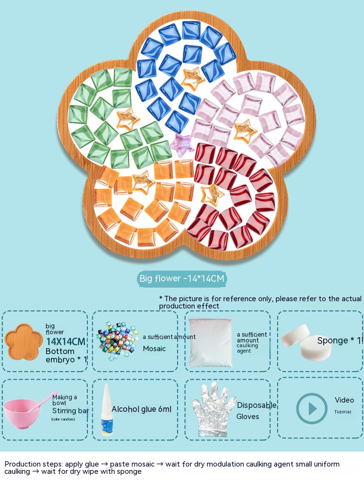 Posavasos de mosaico hecho a mano para niños, bandeja de madera para vajilla, tapete para tazas, artesanía, fácil de hacer, de Navidad: Transparente