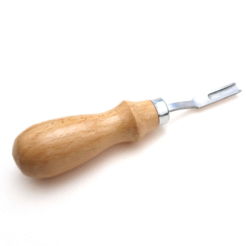 French Style Practical Template Alloy Steel DIY Edge Beveler Stitching Tool Handmade Leather Cutting Durable Wood Handle Groover