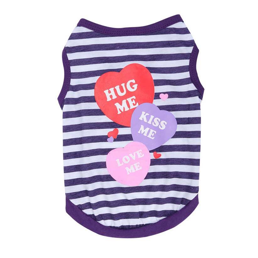 Transer HUG ME KISS ME LOVE ME Striped Dog Vest Cute Pet Dog Summer Shirts Outdoor Sports Casual Puppy Clothes 90611