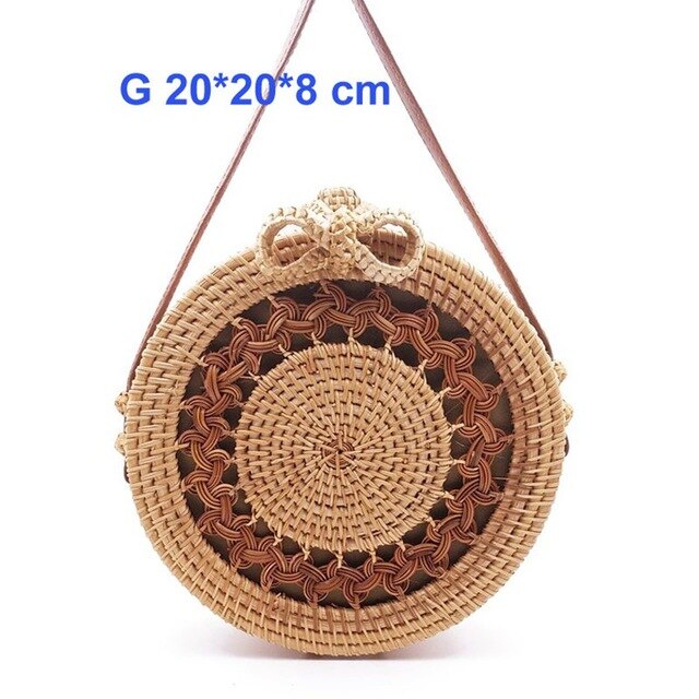 2020 rotonda Borse di Paglia Delle Donne di Estate Rattan Handmade Sacchetto Tessuto Spiaggia Cross Body Bag Cerchio Della Borsa Della Boemia Bali prezzo Più Basso l31: 20x8 hudie huabian