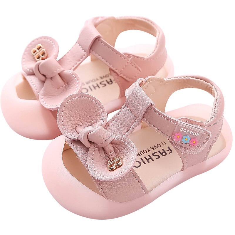 Verão arco-laço do bebê meninas sandálias 1-2 anos de idade infantil da criança sapatos macios sapatos de praia infantis meninas tamancos primeira caminhada sapato