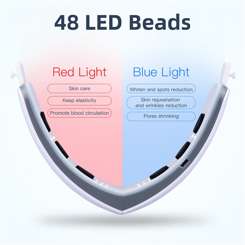 Ckeyin duplo queixo redutor elétrico v forma rosto massageador vibrador de levantamento facial massagem terapia fóton led dispositivo aperto