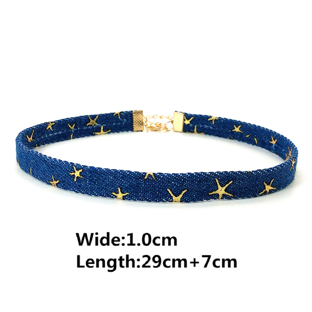 Collar étnico gótico de mezclilla para mujer, Gargantilla Bohemia Vintage, Estrella Negra, accesorios de cadena para el cuello, joyería para mujer,: Color amarillo dorado claro