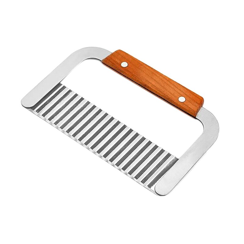 Stainless Steel Crinkle Cutting Tool Potatoes Chips Cutter Carrot Slicer With Wooden Handle Food Vegatable Cutting Knife: Default Title