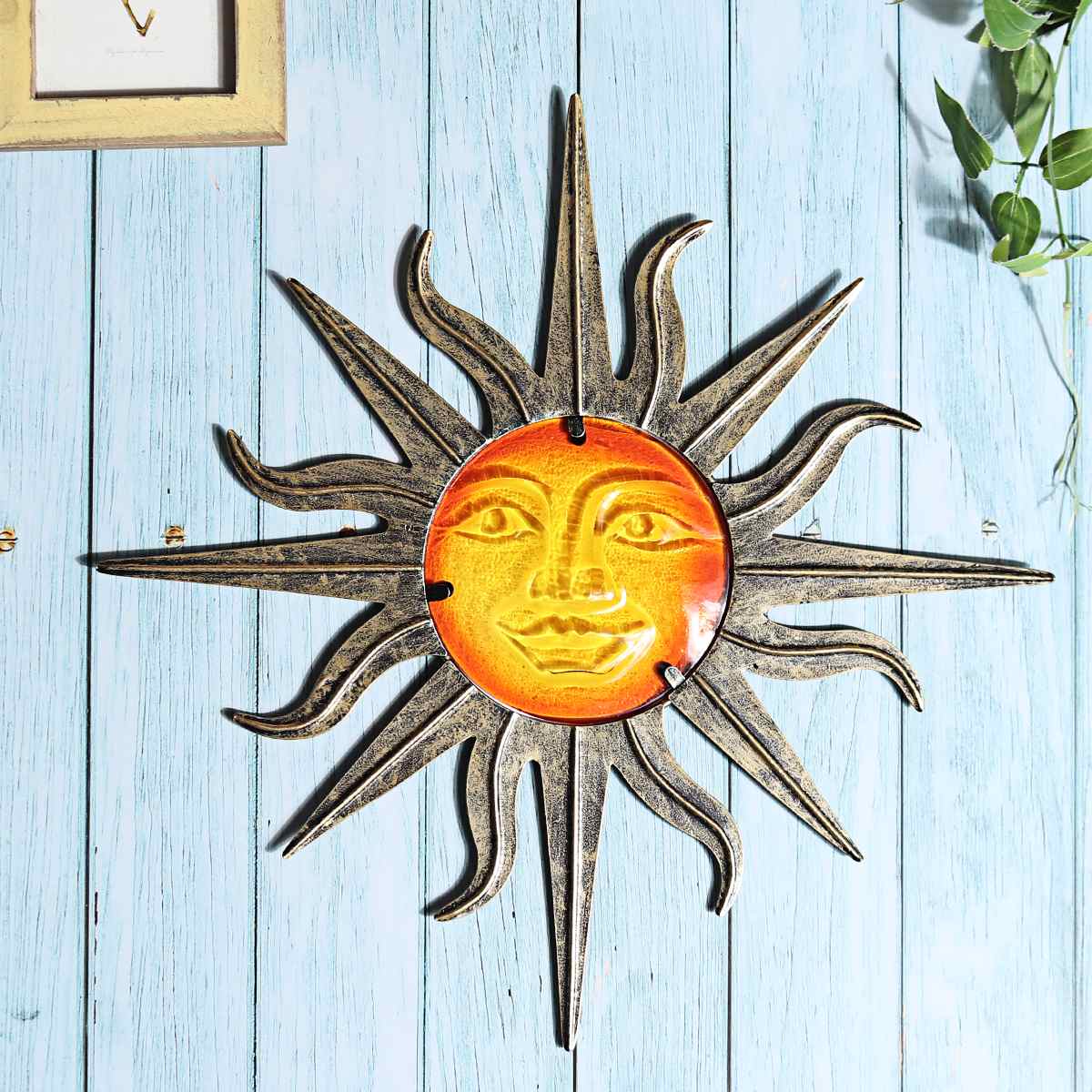 Hage metall sol veggdekorasjon med glass til hagedekorasjon utendørspynt og hage dekorasjon miniatyrer statuer