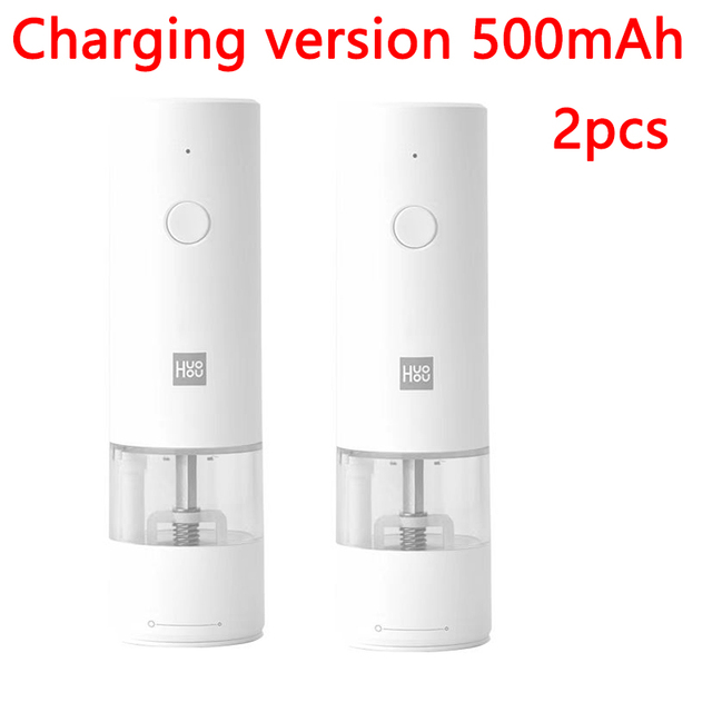 Huohou Electric Automatic Mill Pepper and Salt Grinder LED Light 5 Modes Peper Spice Grain Porcelain Grinding Core Mill Kitchen: DARK GRAY