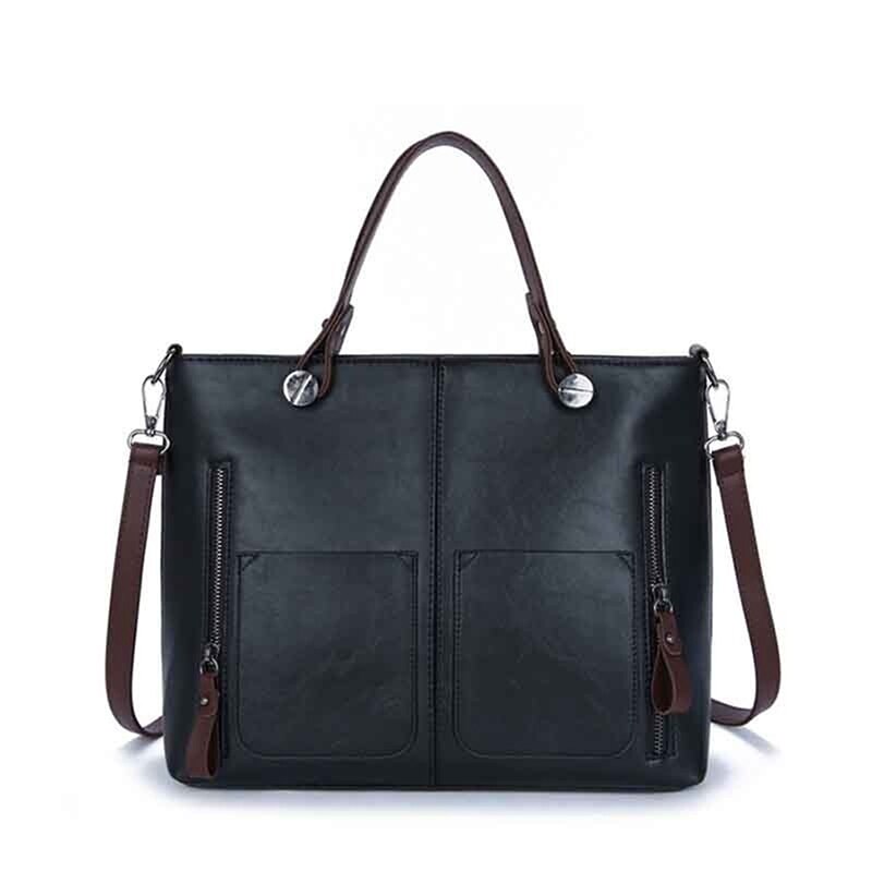 Women's Shoulder Bag - PU Leather Tote - Single Strap Crossbody - Zipper Closure - Casual & Shopping